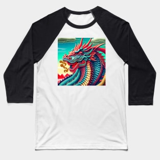 Dragon Chinese Gift Sky Surreal Surrealistic Surrealism Baseball T-Shirt